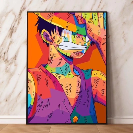 One Piece Pop Art-schilderij - Monkey D. Luffy in gevechtsprofiel