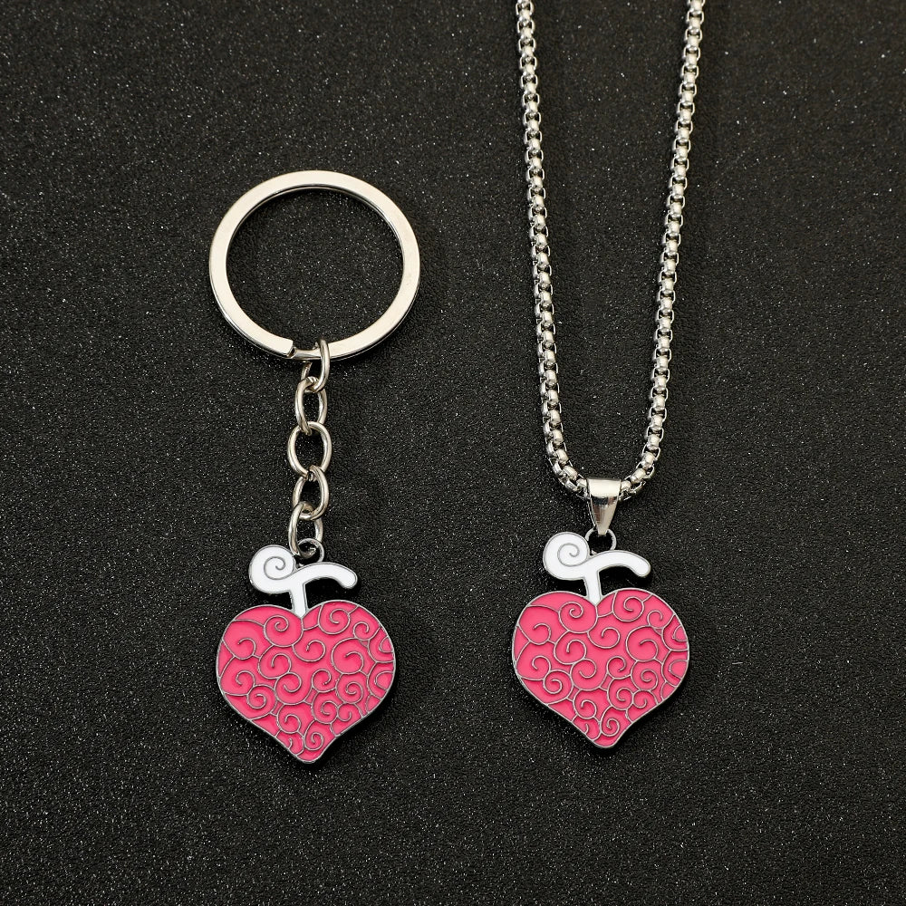 One Piece-sleutelhanger – Roze hartvormige ketting van Trafalgar Law