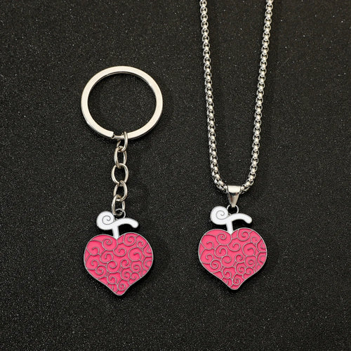 One Piece-sleutelhanger – Roze hartvormige ketting van Trafalgar Law