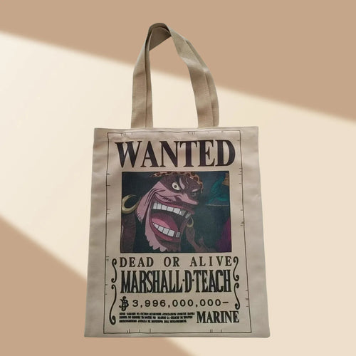 One Piece-tote bag – gezocht-poster van Marshall D. Teach, Zwartbaard