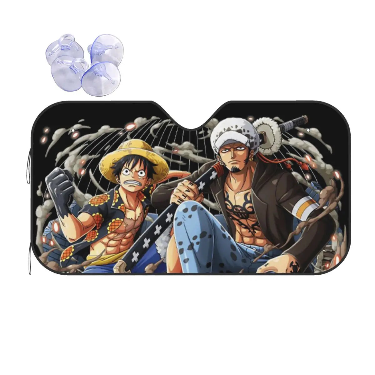 One Piece-zonwering voor de auto - Portret van cyborg Franky (zijruit)