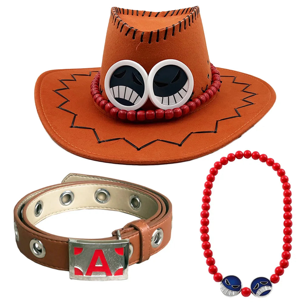 One Piece Ace-cosplayset – Hoed, riem en ketting