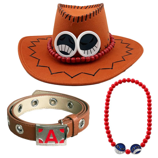 One Piece Ace-cosplayset – Hoed, riem en ketting