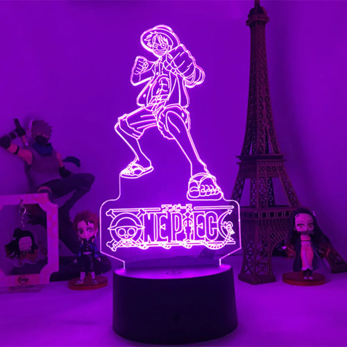 One Piece LED-nachtlamp - Jinbe, de Paladijn van de Zeeën (Paars)