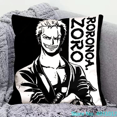 One Piece-kussenhoes - Roronoa Zoro (zwart-witportret)