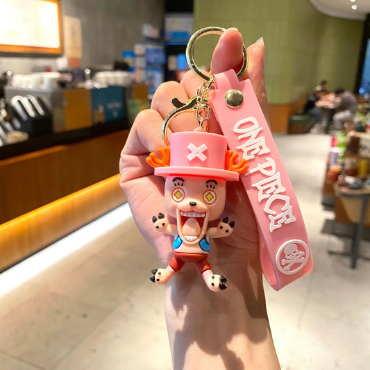 Cartoon-sleutelhanger van One Piece – Chopper met roze hanger