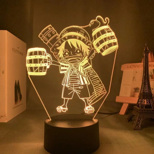 One Piece LED-nachtlamp - Luffy met Strohoed (Oranje)