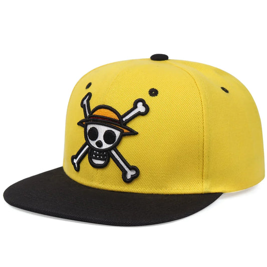 One Piece-pet - gele snapback met doodshoofd