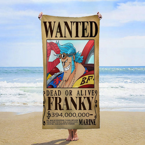 One Piece-strandlaken - Wanted Franky (Iron Pirate)