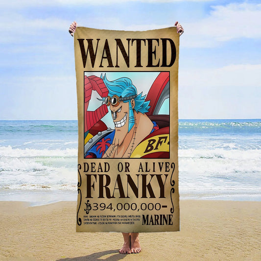 One Piece-strandlaken - Wanted Franky (Iron Pirate)
