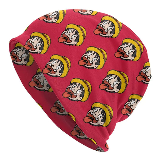 One Piece-muts - Luffy-hoofdenmotief rood