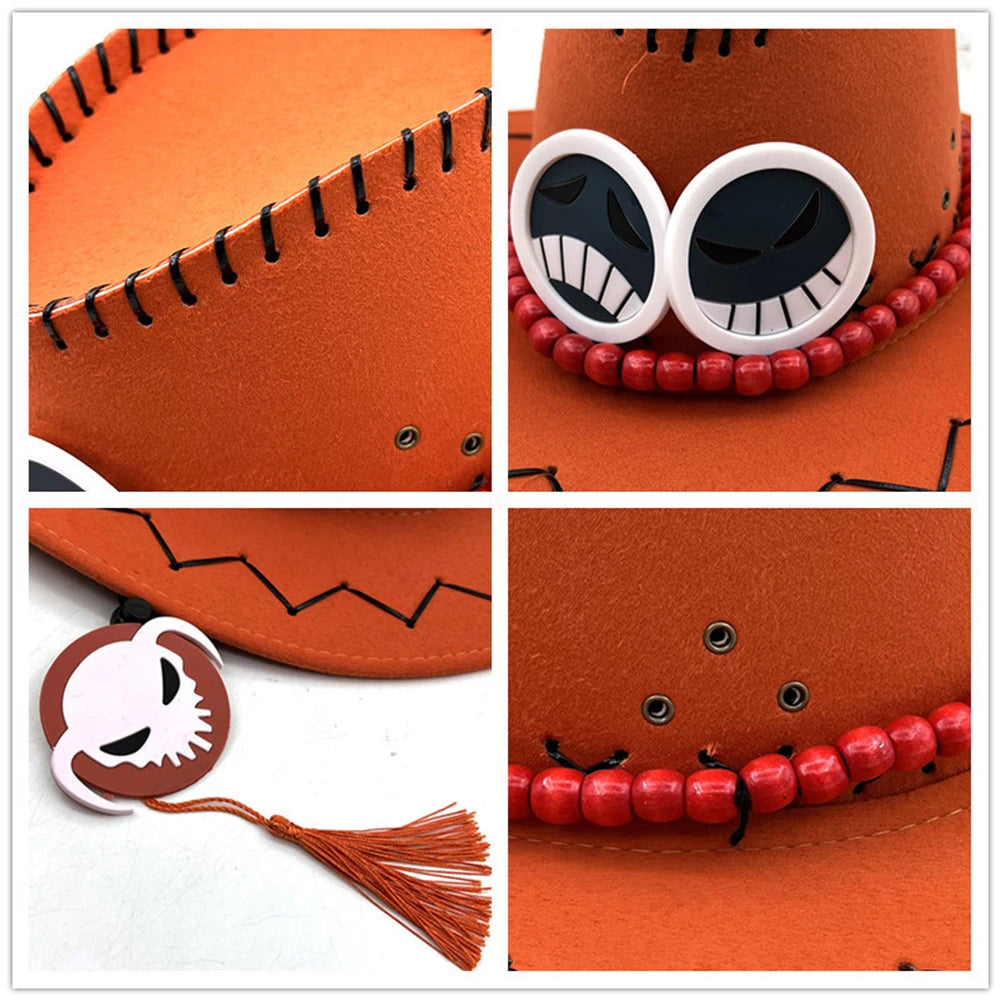 One Piece Ace-hoed – Oranje vilt en badges