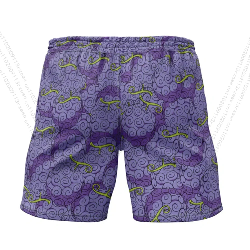 One Piece-zwemkleding - zwembroek met Duivelsfruit-print (paars)
