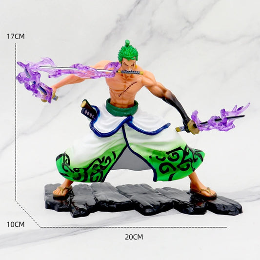 One Piece-figuurtje - Roronoa Zoro's Driezwaardtechniek (groene aura)
