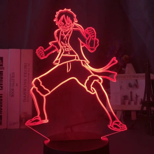 One Piece LED-nachtlamp - Monkey D. Luffy Actie (Rood)