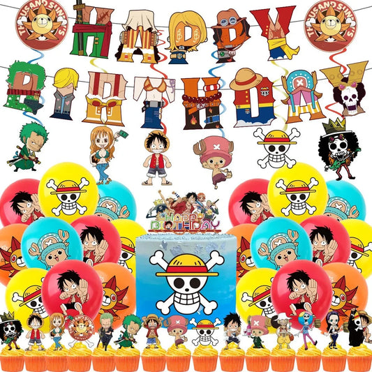 One Piece-verjaardagsdecoratieset - Banners en cartoonballonnen