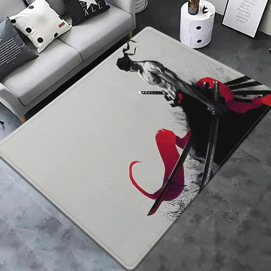 One Piece-tapijt – silhouet van Nico Robin (artistiek zwart ontwerp)