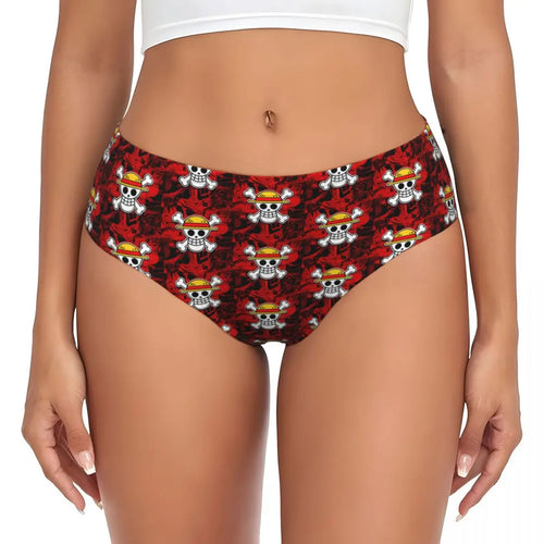 Onderbroek One Piece - Herhaald motief met kleine Jolly Rogers (Zwart & Rood)
