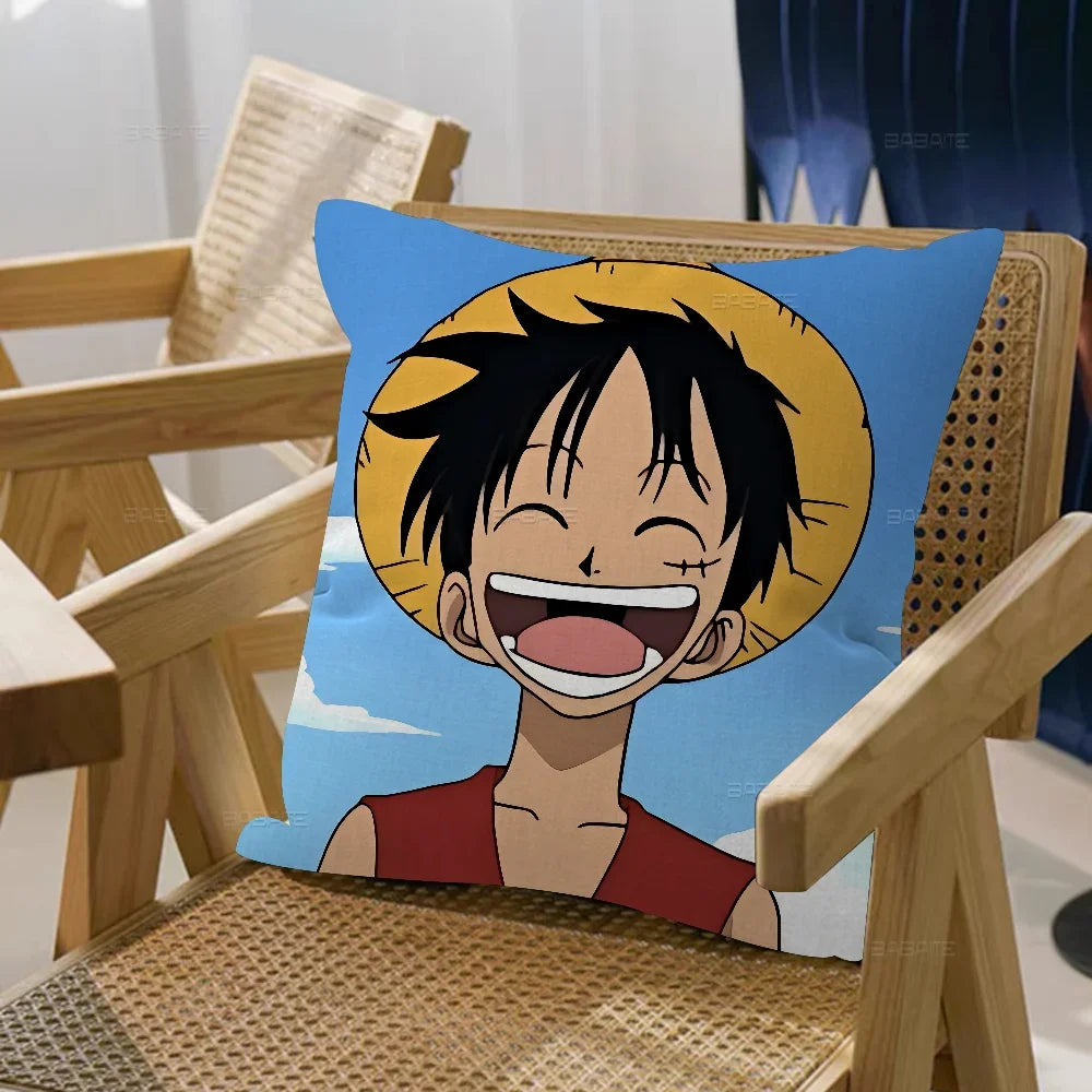One Piece-kussensloop – Lachend Portret van Monkey D. Luffy