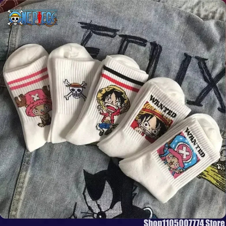 One Piece-pakket met 5 paar One Piece-sokken - patronen van de Strohoeden-bemanning