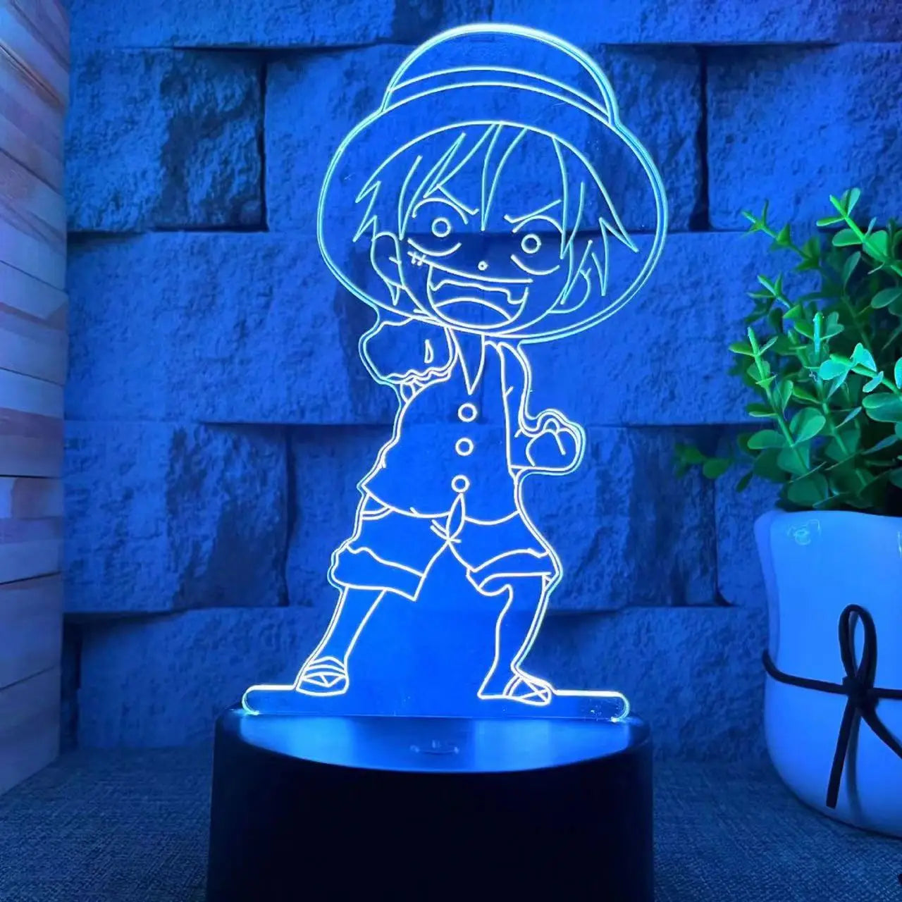 One Piece LED-nachtlamp - Monkey D. Luffy Chibi-ontwerp (Blauw)