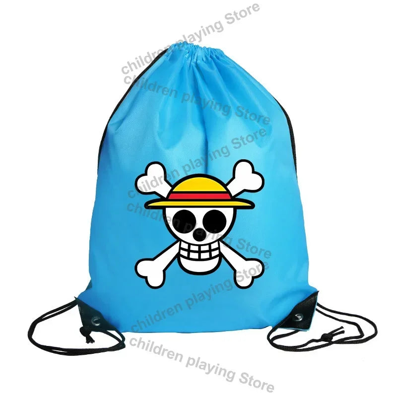 One Piece-gymtas met trekkoord – Blauw embleem van de Strohoedpiraten