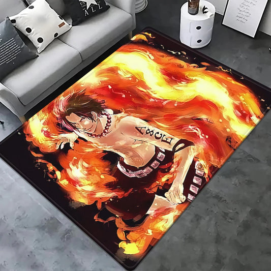 One Piece-tapijt – Portgas D. Ace en zijn vlammen (intens ontwerp)