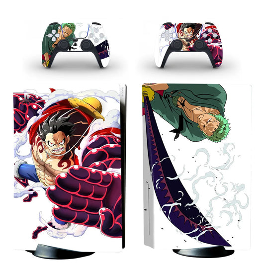 One Piece-PS5-stickers - Roronoa Zoro in kalligrafiestijl met zwaarden