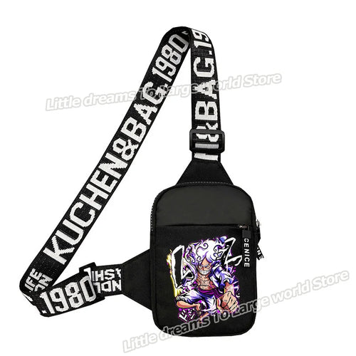 One Piece-schoudertas – Monkey D. Luffy in paarse mangastijl
