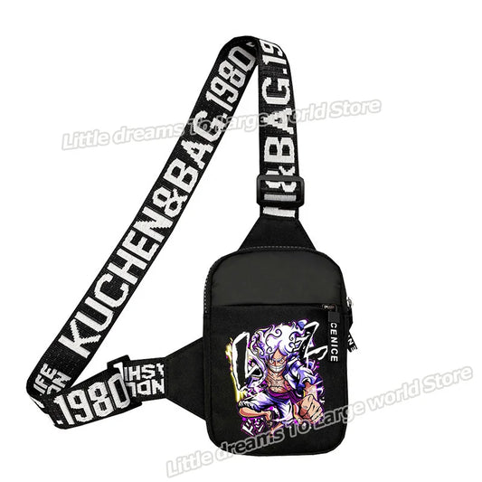 One Piece-schoudertas – Monkey D. Luffy in paarse mangastijl