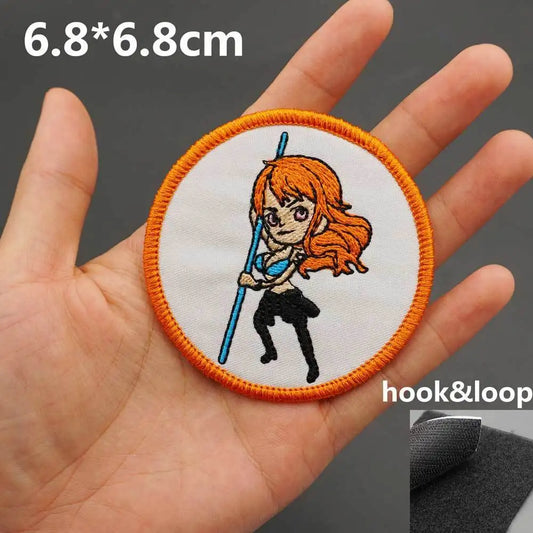 One Piece-patch - Nami in Chibi-stijl (Oranje cirkel)