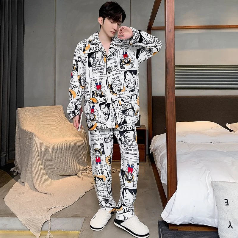 One Piece-pyjama "Doodles" - Nachtset met illustraties van de bemanning
