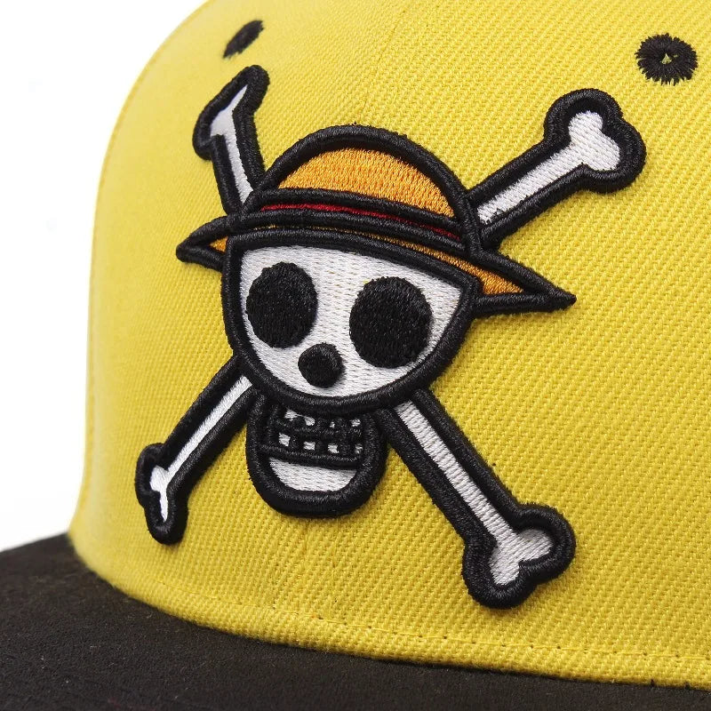 One Piece-pet - gele snapback met doodshoofd