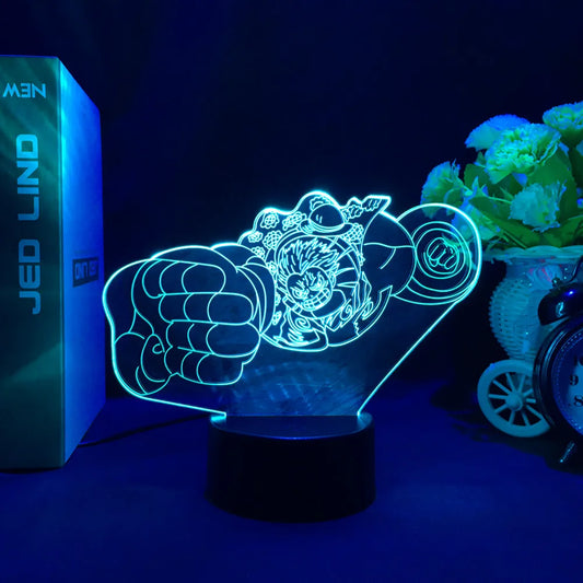 One Piece LED-lamp - Vuist van Luffy Gear 4 (Blauw)