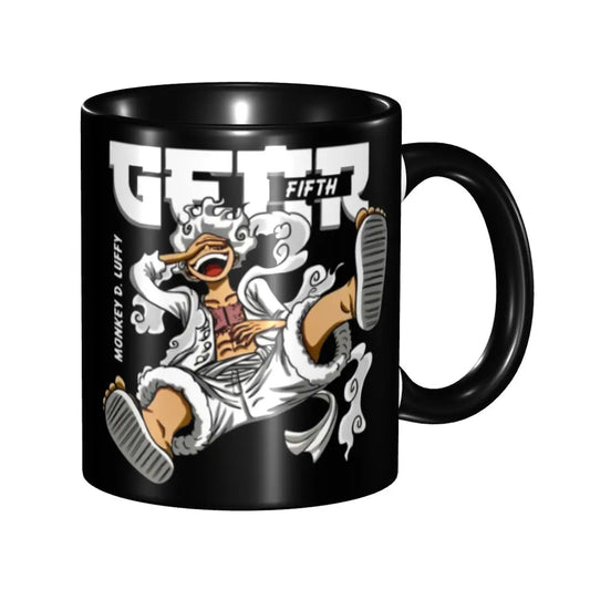 One Piece-mok - Gear 5 Nika-schets met houten afwerking