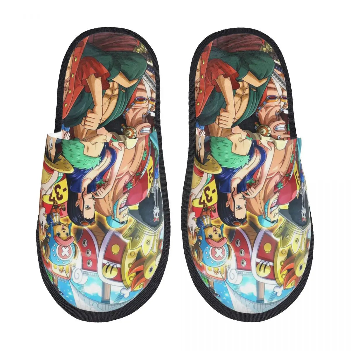 One Piece-pantoffels - ontwerp van Luffy & bemanning in mangastijl