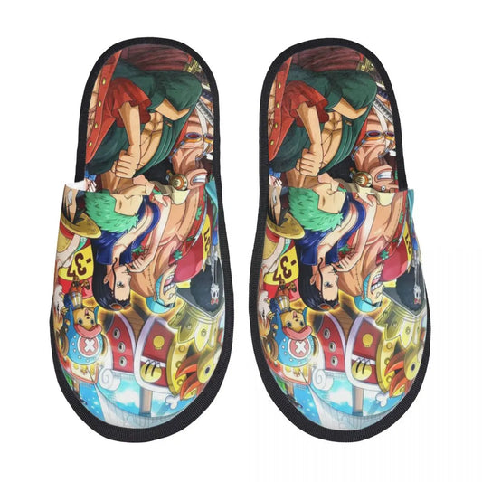One Piece-pantoffels - ontwerp van Luffy & bemanning in mangastijl