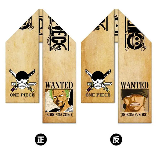 One Piece-sjaal – Gezocht-poster van Roronoa Zoro met zwaarden