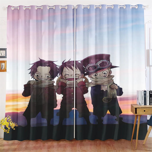 One Piece-douchegordijn – de drie volwassen broers (verticaal ontwerp)