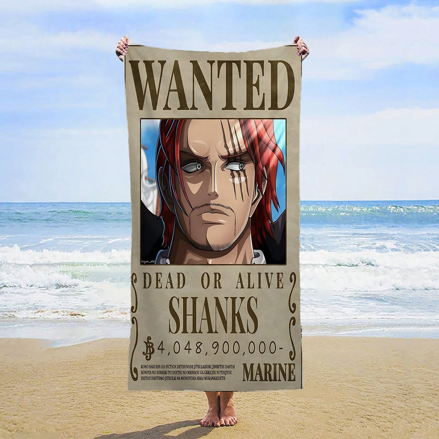 One Piece-strandlaken - Wanted Shanks de Roodharige