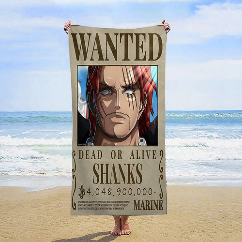 One Piece-strandlaken - Wanted Shanks de Roodharige