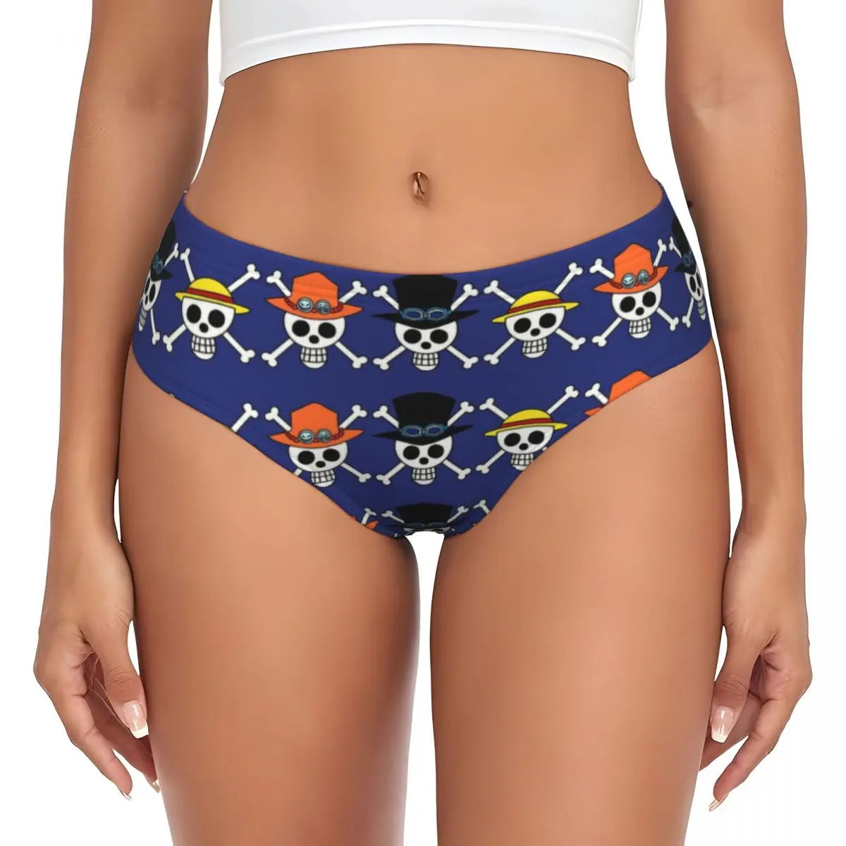 Damesonderbroek One Piece - Jolly Roger-motief van de bemanning (Blauw)