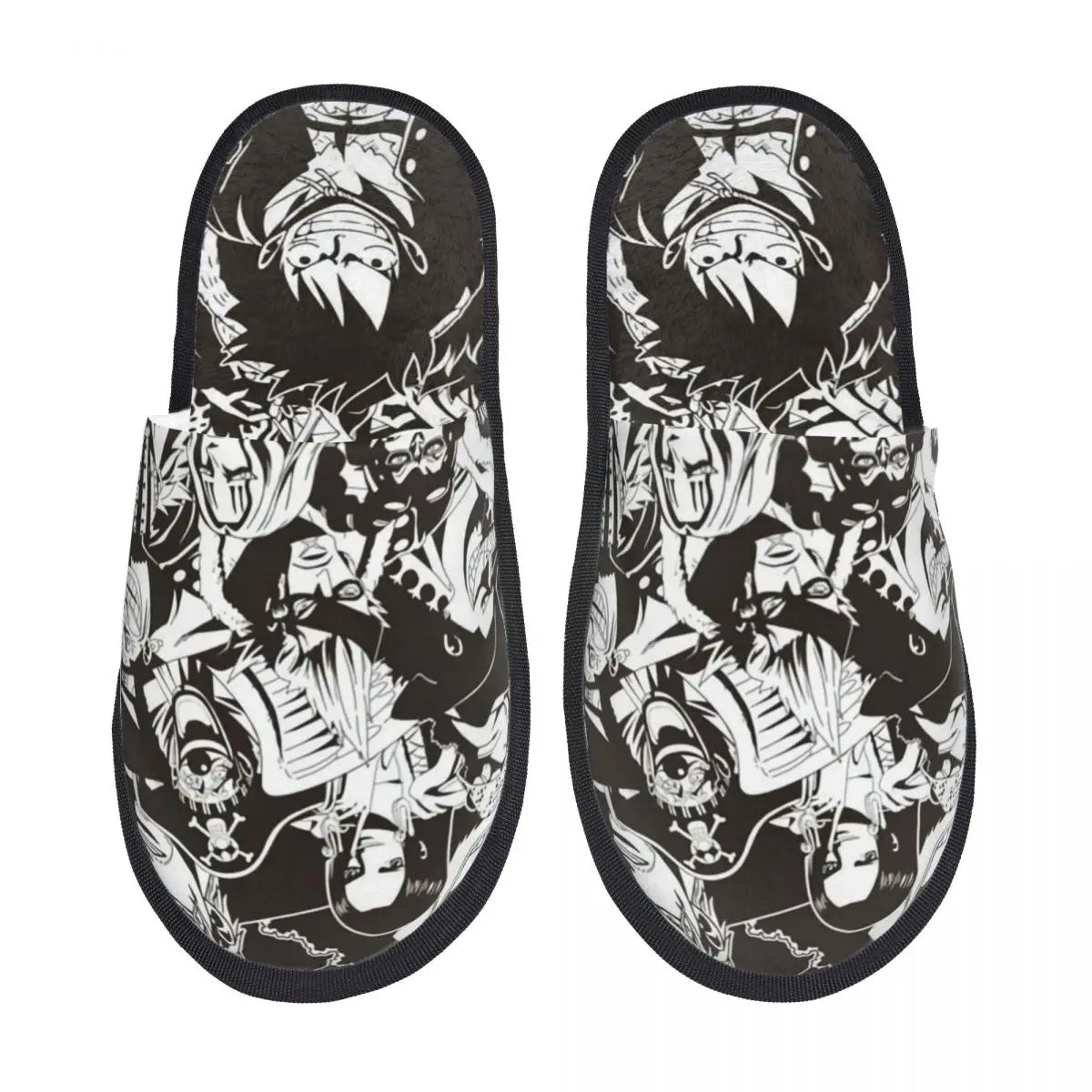 One Piece-pantoffels - ontwerp met zwart-witportretten van de bemanning