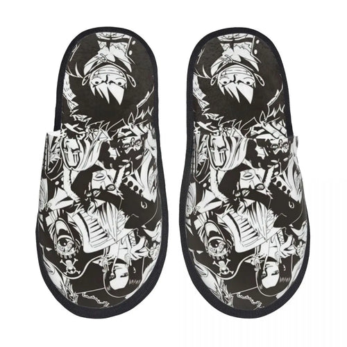 One Piece-pantoffels - ontwerp met zwart-witportretten van de bemanning