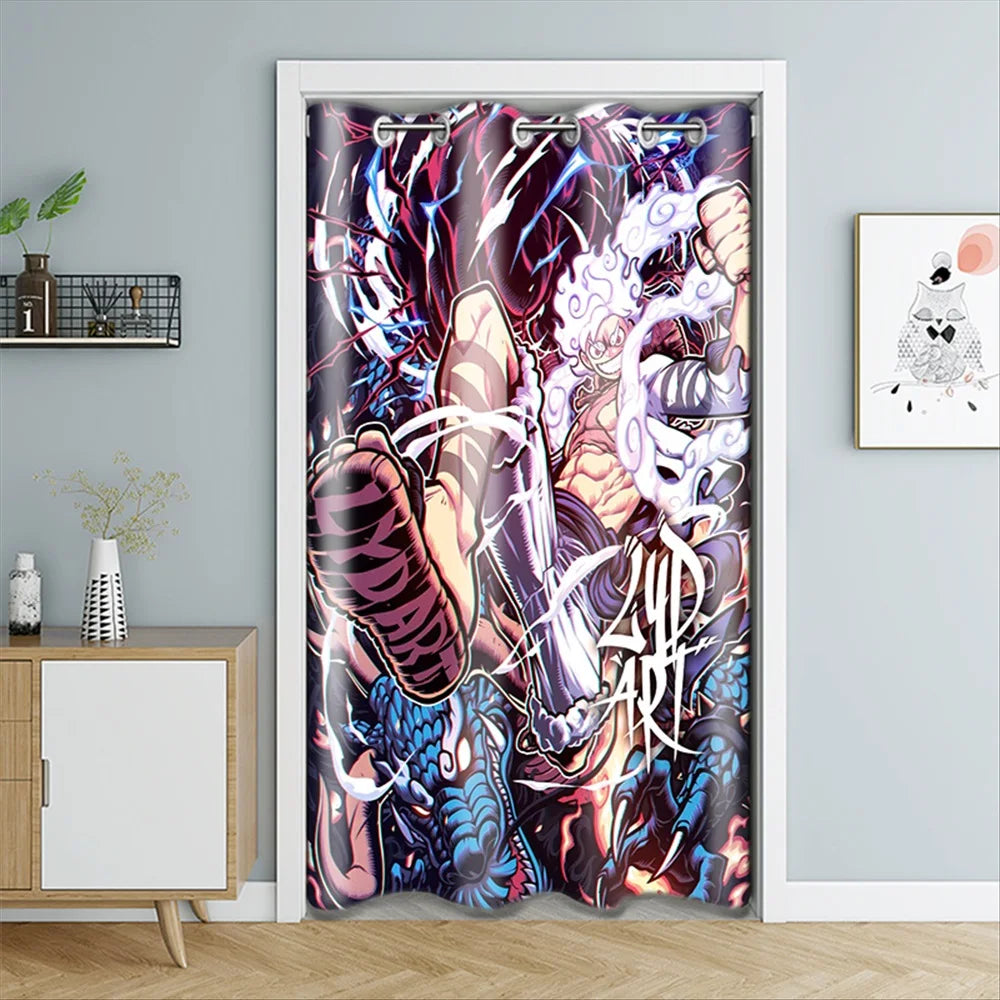 One Piece-deurgordijn – collage van de bemanning (klassieke mangastijl)