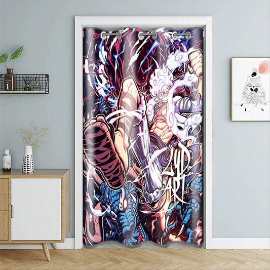 One Piece-deurgordijn – collage van de bemanning (klassieke mangastijl)