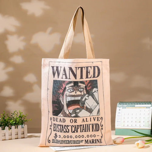 One Piece-tote bag – gezocht-poster van de vurige Portgas D. Ace