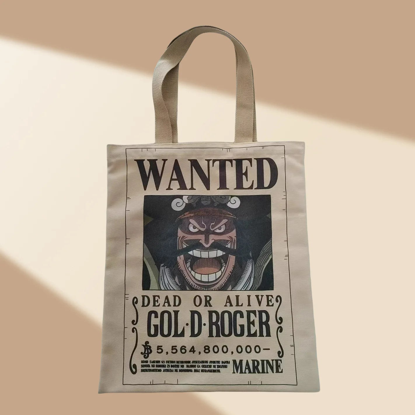 One Piece-tote bag – gezocht-poster van Gol D. Roger, koning der piraten