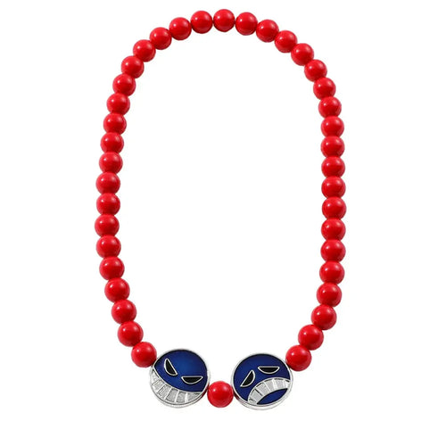 One Piece Ace-ketting – Rode kralen en smileys