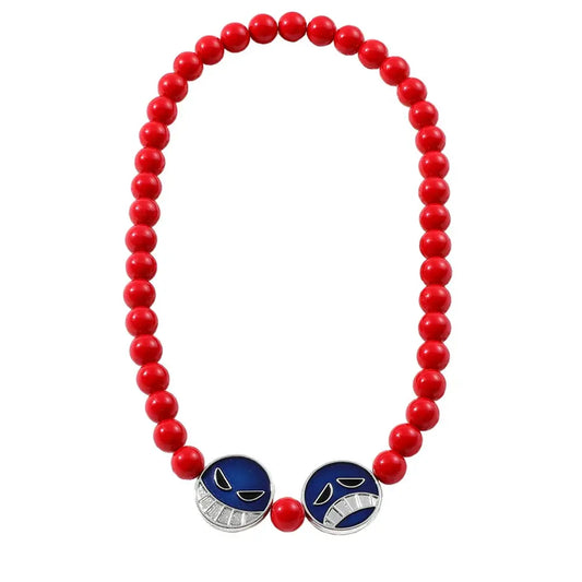 One Piece Ace-ketting – Rode kralen en smileys